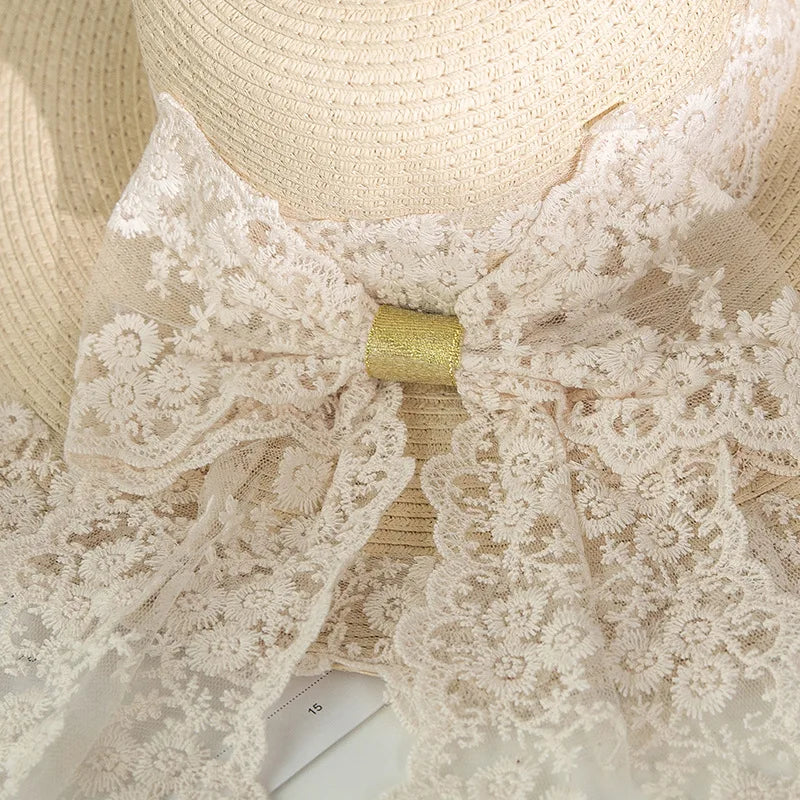 Summer Straw Hat Lace Big Bow