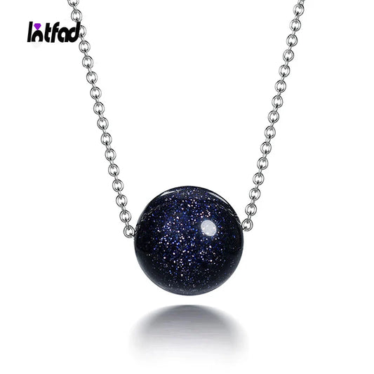 Natural Blue Sandstone Pendant Necklace