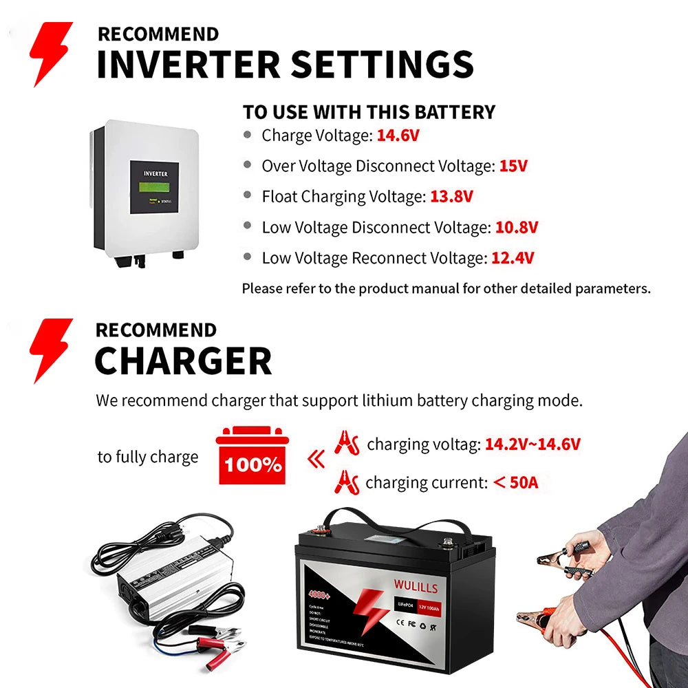 12V 100Ah LiFePO4 battery 4000+cycles Lithium