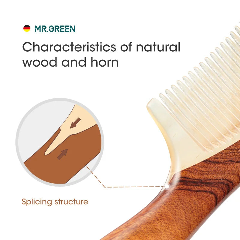 MR.GREEN Comb Natural Wood With Horn