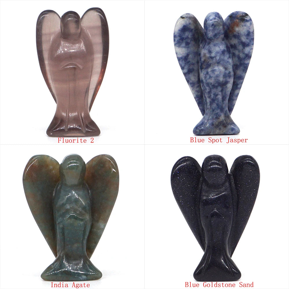 1.5" Angel Statue Stone Carving  Crystal Reiki Healing 1pc