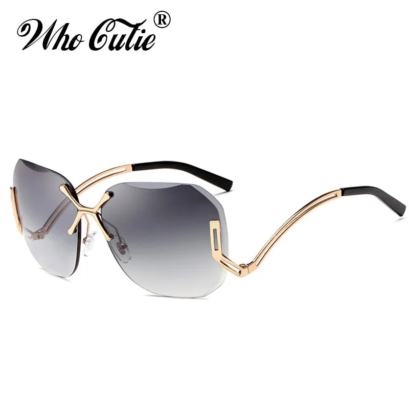 WHO CUTIE Transparent Rimless Tint Clear pilot Sunglasses