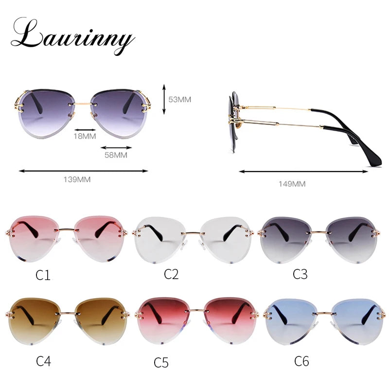 New Pink Fashion Rimless Gradient Pilot Sunglasses