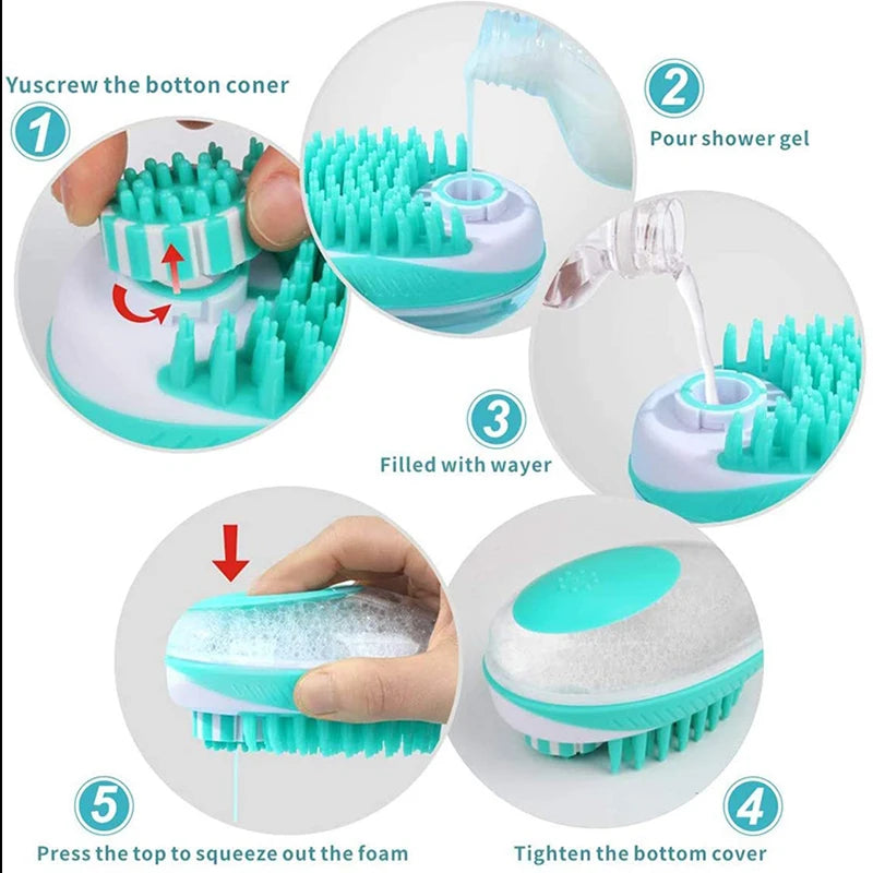 Pet Dog Cat Bath Brush 2-in-1 Pet SPA Massage