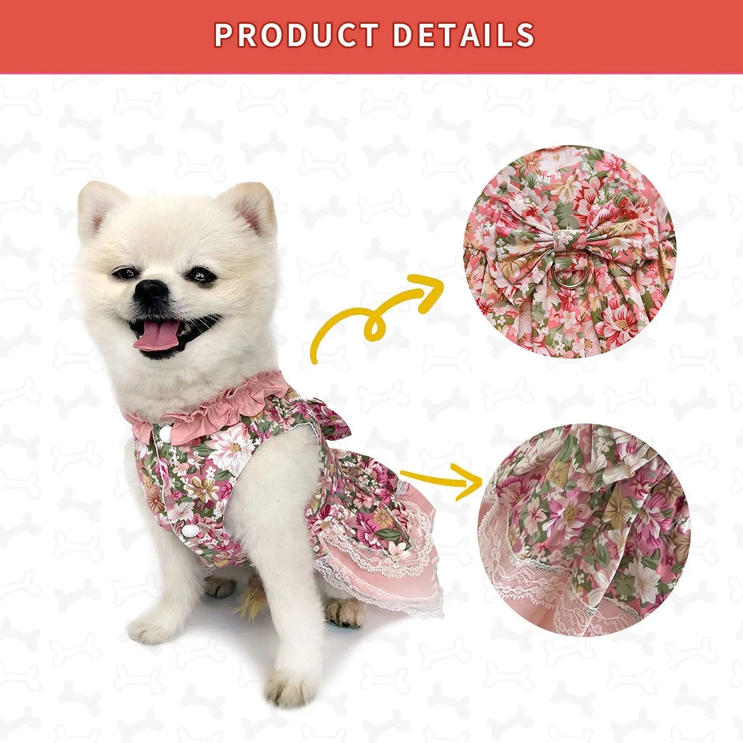 Pet Dog Dress Harness Puppy with Leash