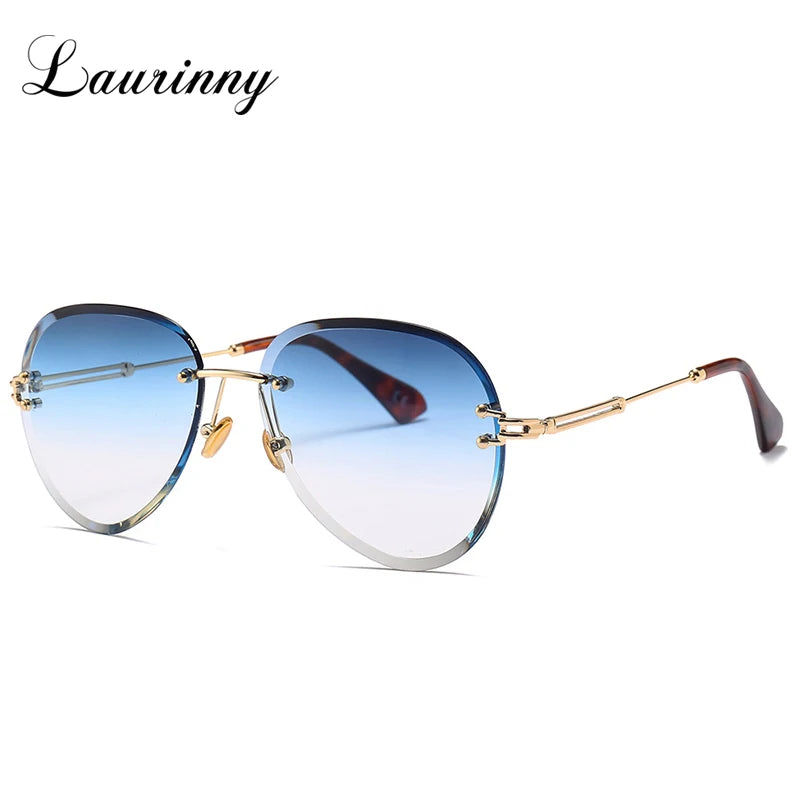 New Pink Fashion Rimless Gradient Pilot Sunglasses