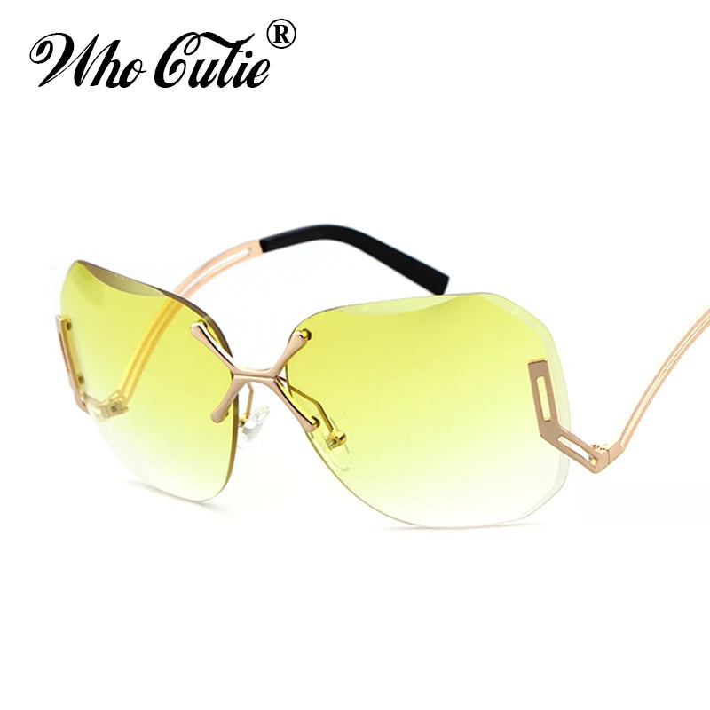 WHO CUTIE Transparent Rimless Tint Clear pilot Sunglasses