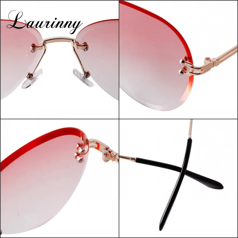 New Pink Fashion Rimless Gradient Pilot Sunglasses