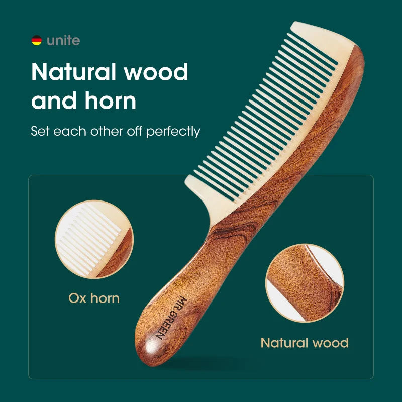 MR.GREEN Comb Natural Wood With Horn