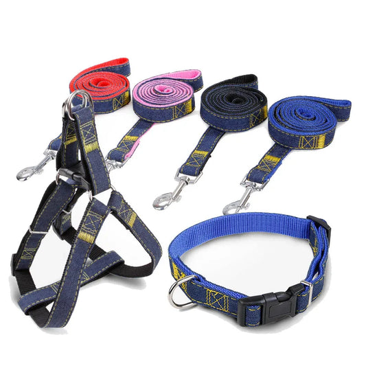 Denim Dog Harnesses Leash