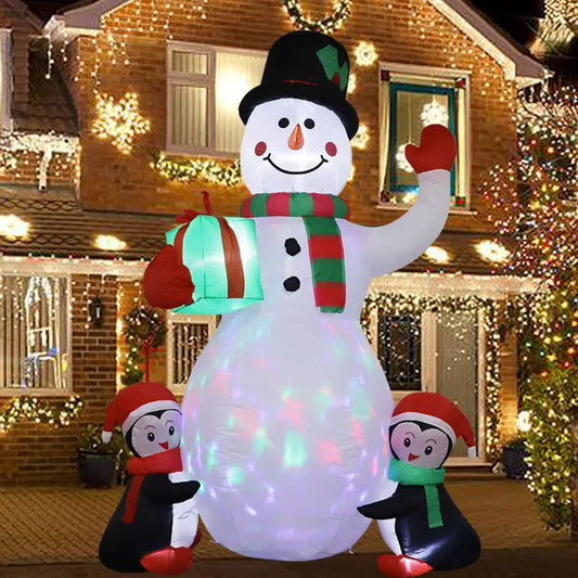 1.8m Christmas Decoration Inflatable Toy Gift Snowman Penguin Built-in LED Lights