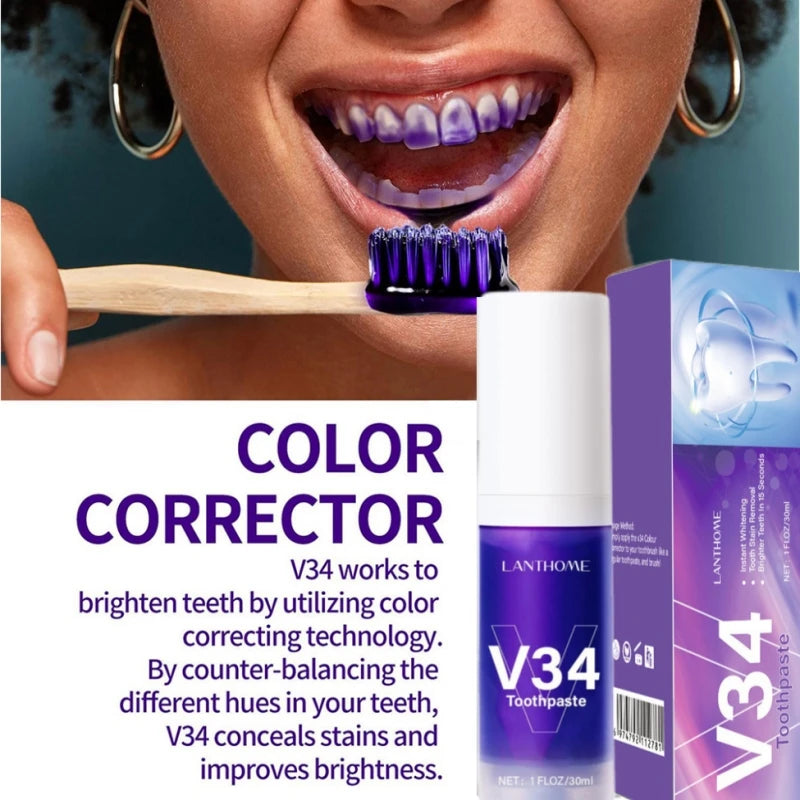 V34 Pro Purple Corrector Teeth Whitening Toothpaste