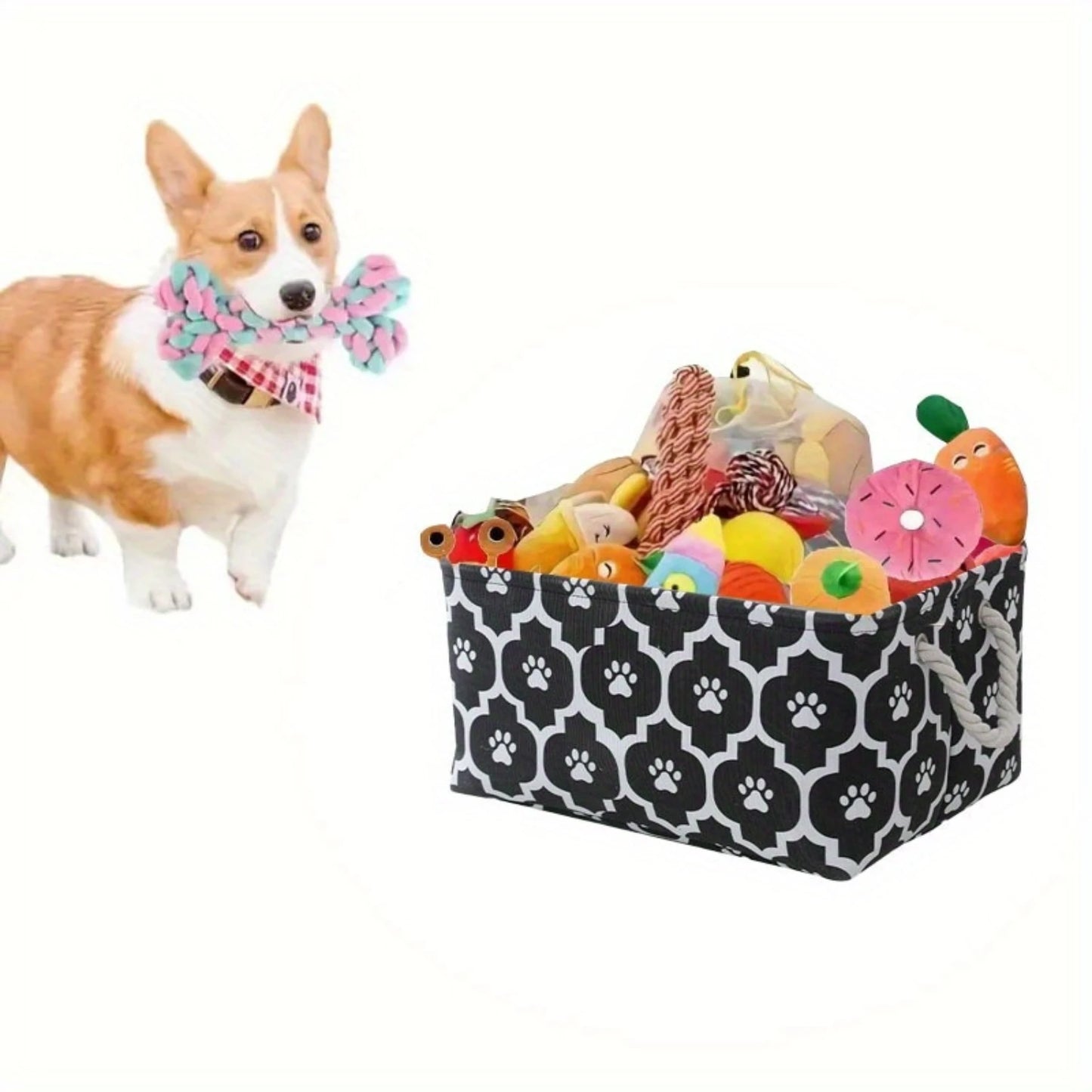 1pc Pet Toy Basket, Dog Toy  Box With Handle