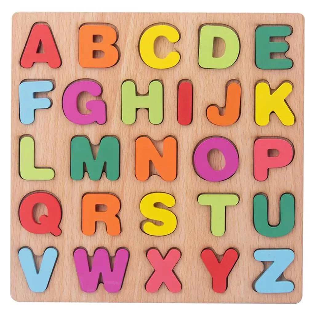 Montessori Wooden Puzzle 3D Alphabet Letters Number Matching Game Baby Kids Toys Education