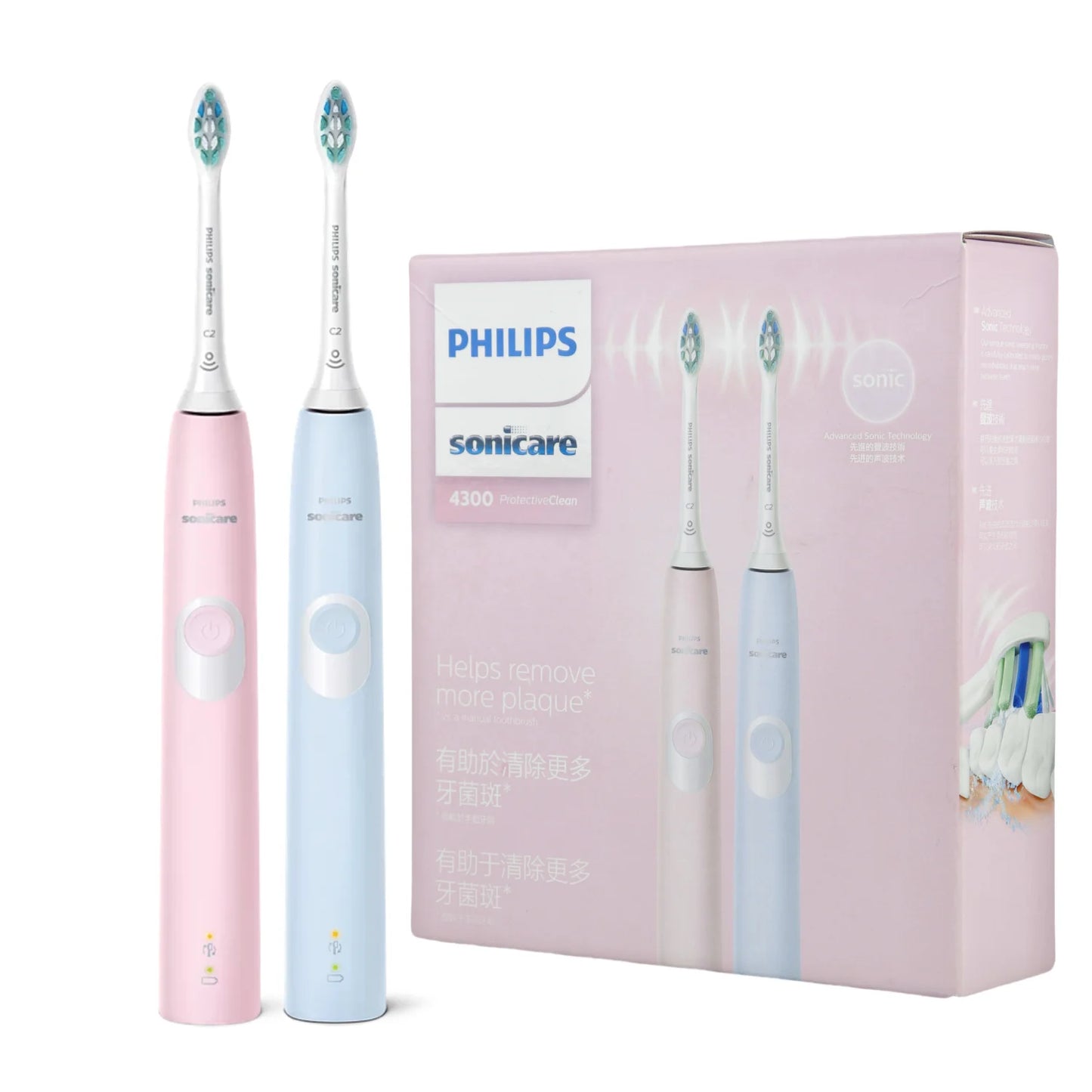 Philips Sonicare Electric Toothbrush Series 4300 HX6805, Two Toothbrushes, Wet and Dry Use