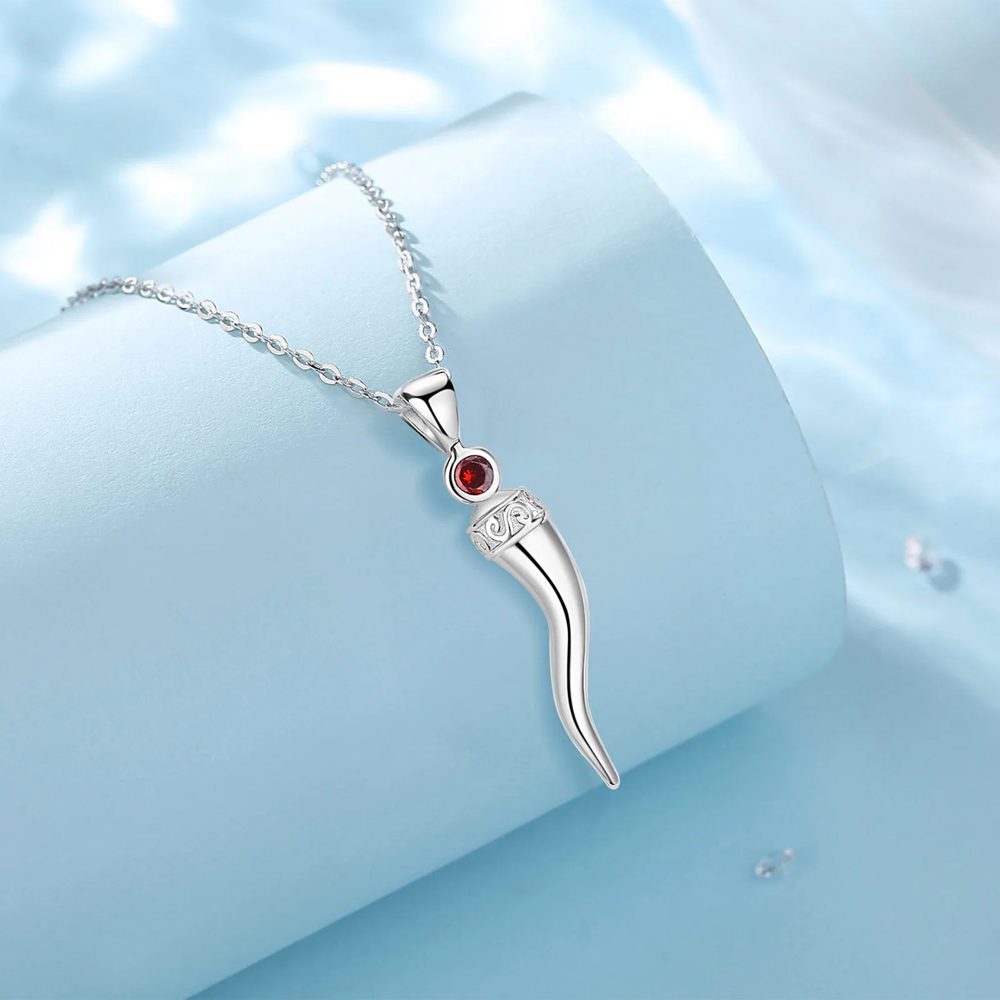 Eudora 925 Sterling Silver Italian Horn Pendant