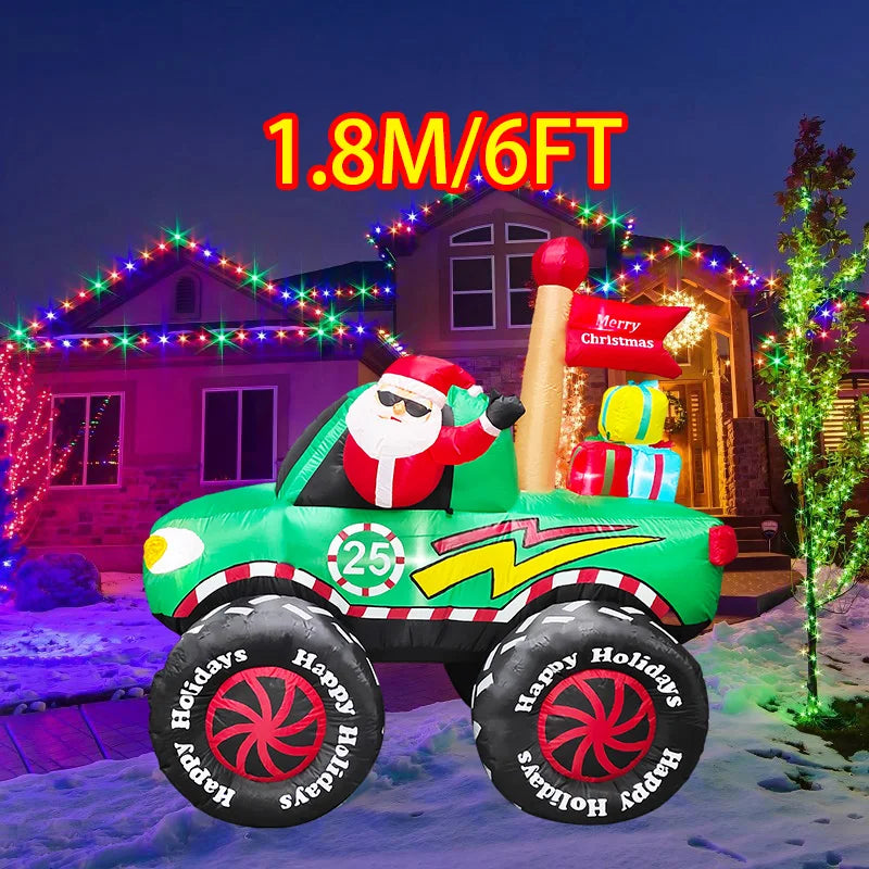 Inflatable Toys Santa Cartoon Vehicle Christmas Decorations