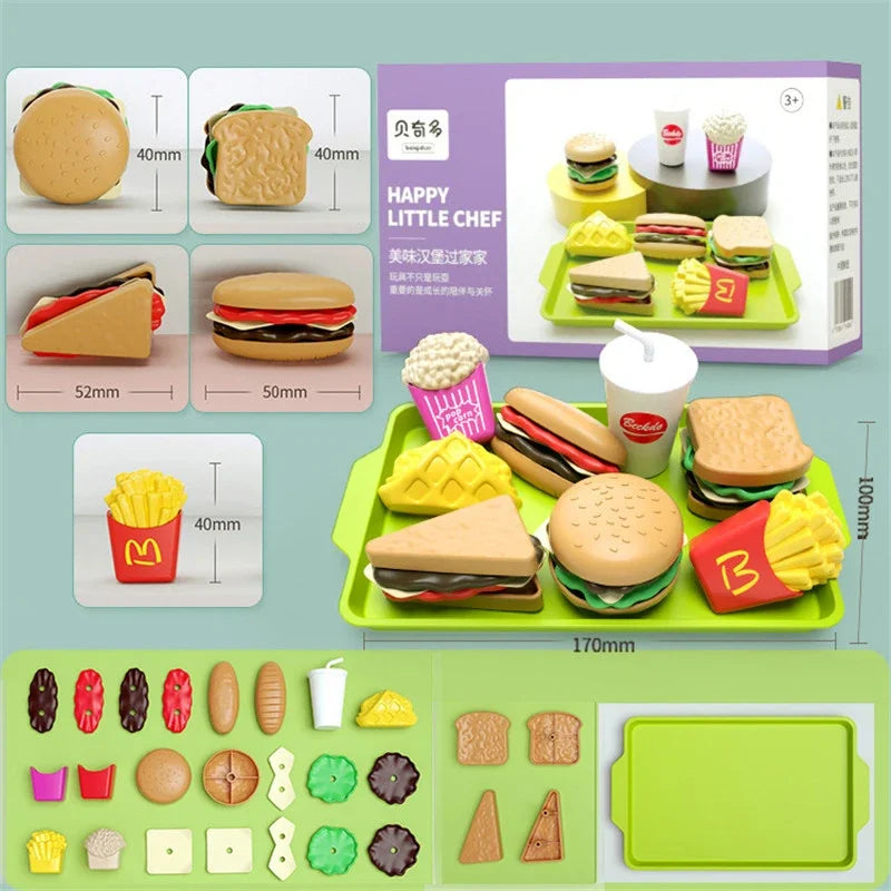 Children Hamburger Pretend Play Cooking Toys Set