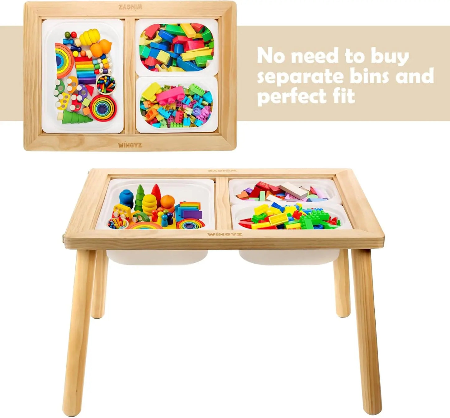 Kids for Play Study Dining Toys Storage, Sensory Tables for Toddler, Activity Table with Storage Bins