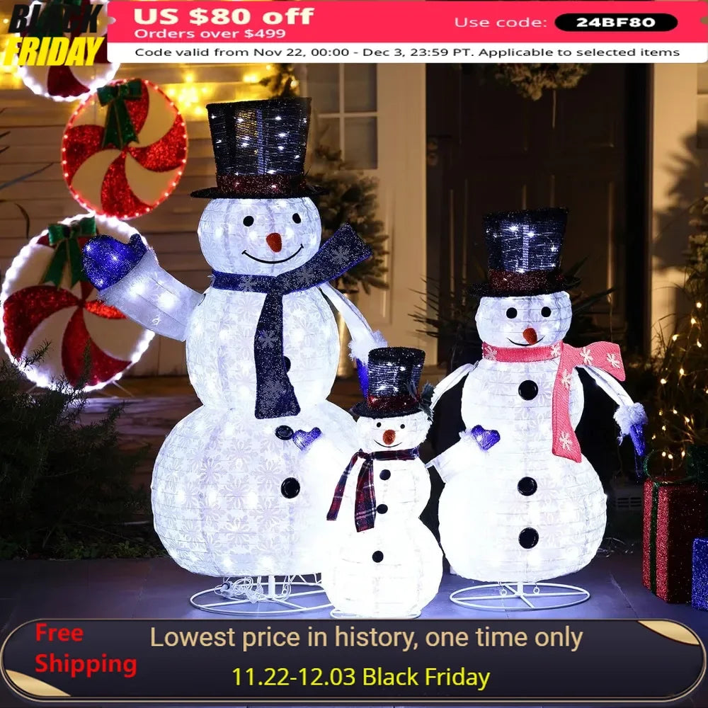 48" Set of 3/4 Snowman Christmas decor