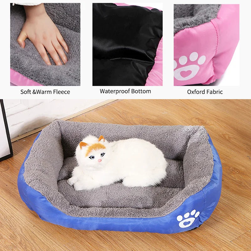 Large Pet Cat Dog Bed Square Plush Kennel Summer Washable