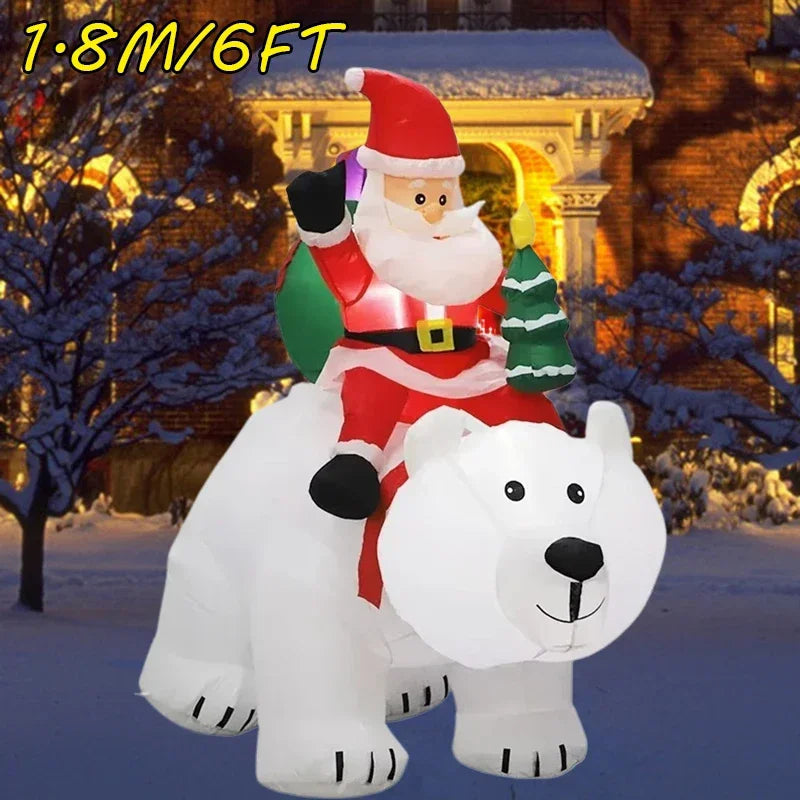 1.8m Christmas Decoration Inflatable Toy Gift Snowman Penguin Built-in LED Lights