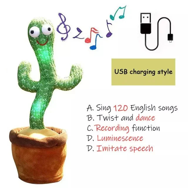 Rechargeable Dancer Cactus Glowing Dancing Electronic Plush Toys