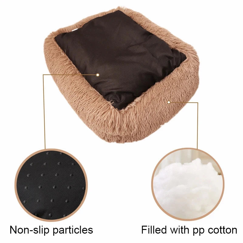 Rectangle Plush Dog Bed Winter Warm Mat Small Medium Big