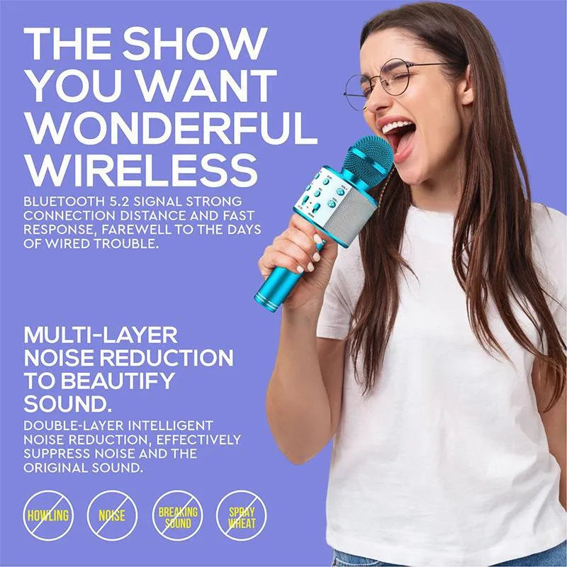 Handheld Wireless Bluetooth Karaoke Machine Microphone For Kids