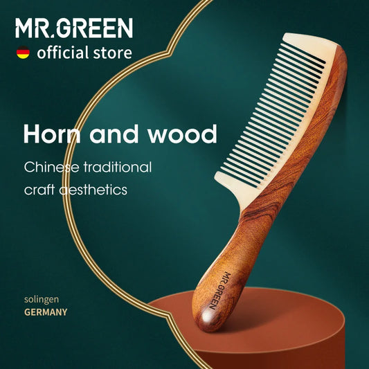 MR.GREEN Comb Natural Wood With Horn