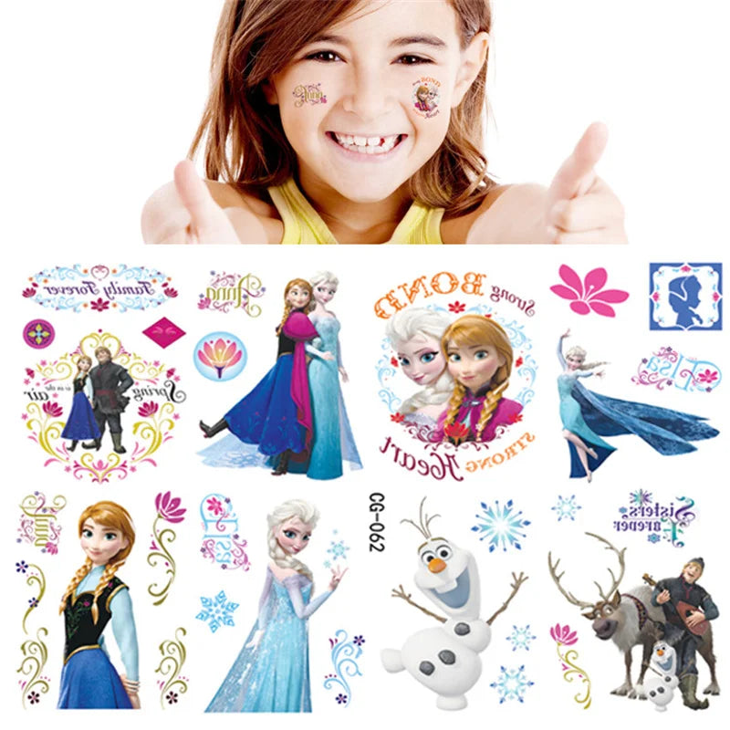 Disney Anime Frozen Elsa Tattoo Stickers Kawaii Disney Princess Anna Stickers