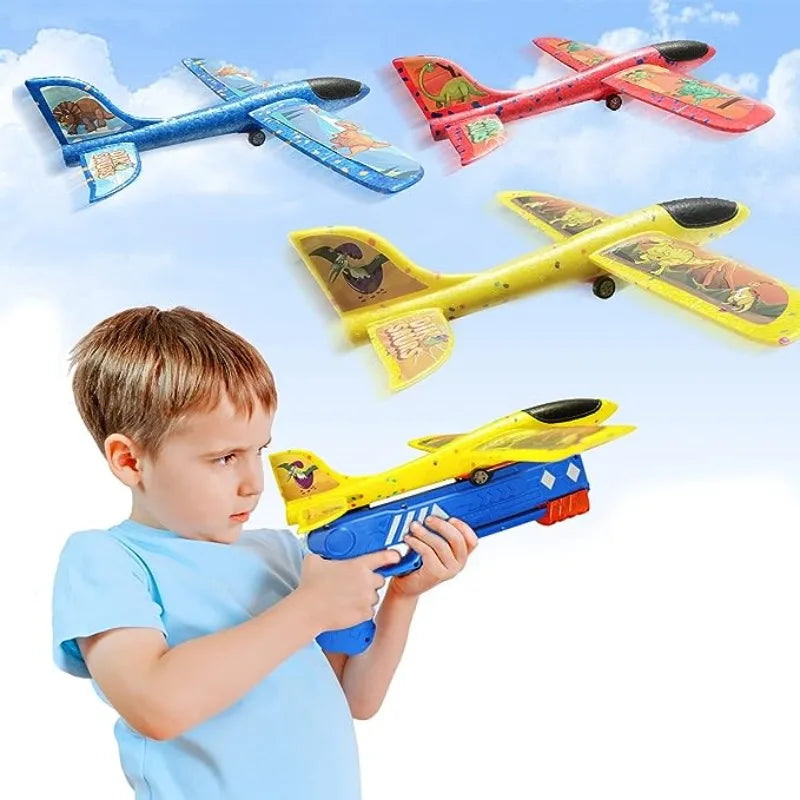 Kids Catapult Plane Toys Gun-style Launching Aircraft Gunner