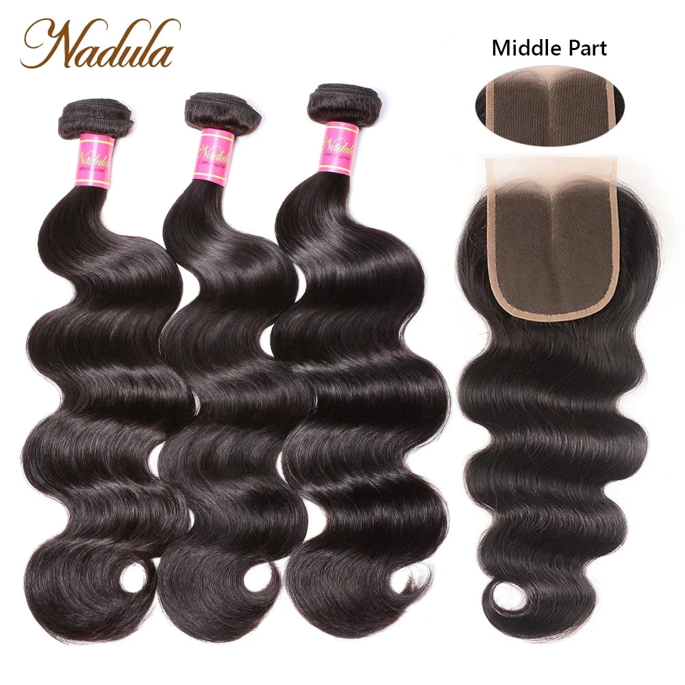 Nadula Hair Hd Lace Closure Brazilian Body Wave Bundles