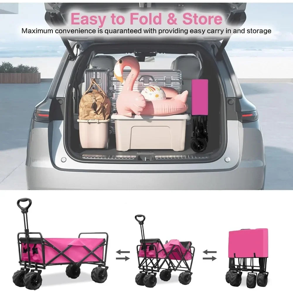 Sand Camping Trolley Pink Garden Carts Folding