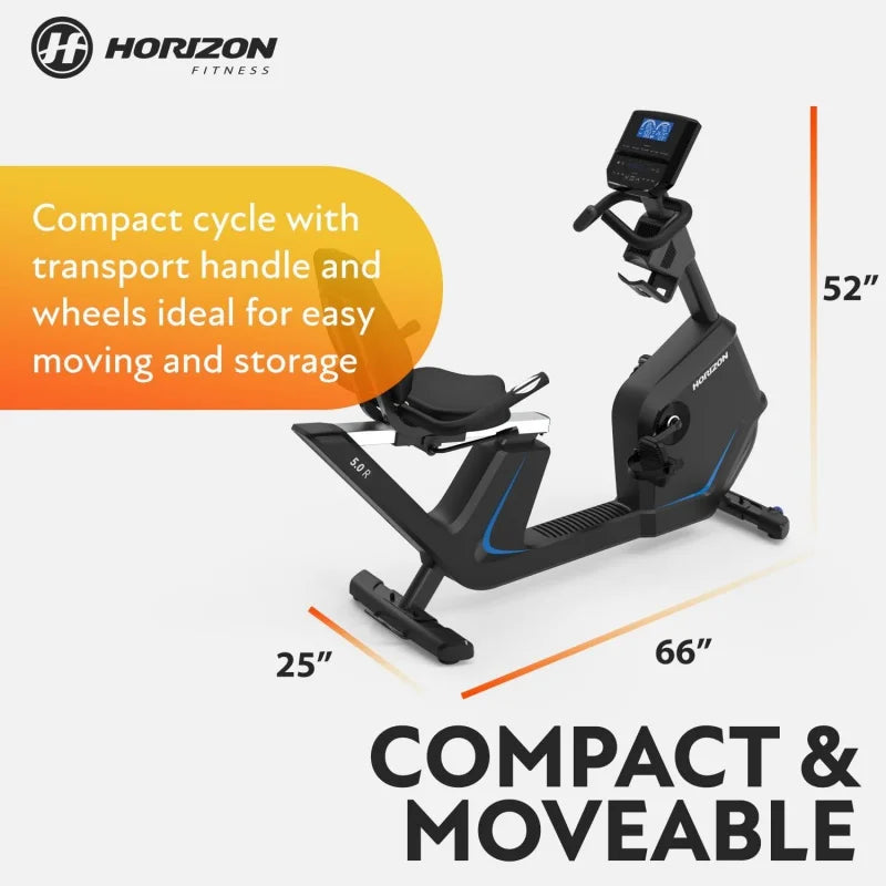 Horizon Fitness 5.0R Recumbent Bike, Cardio, Magnetic Resistance Cycling with Bluetooth