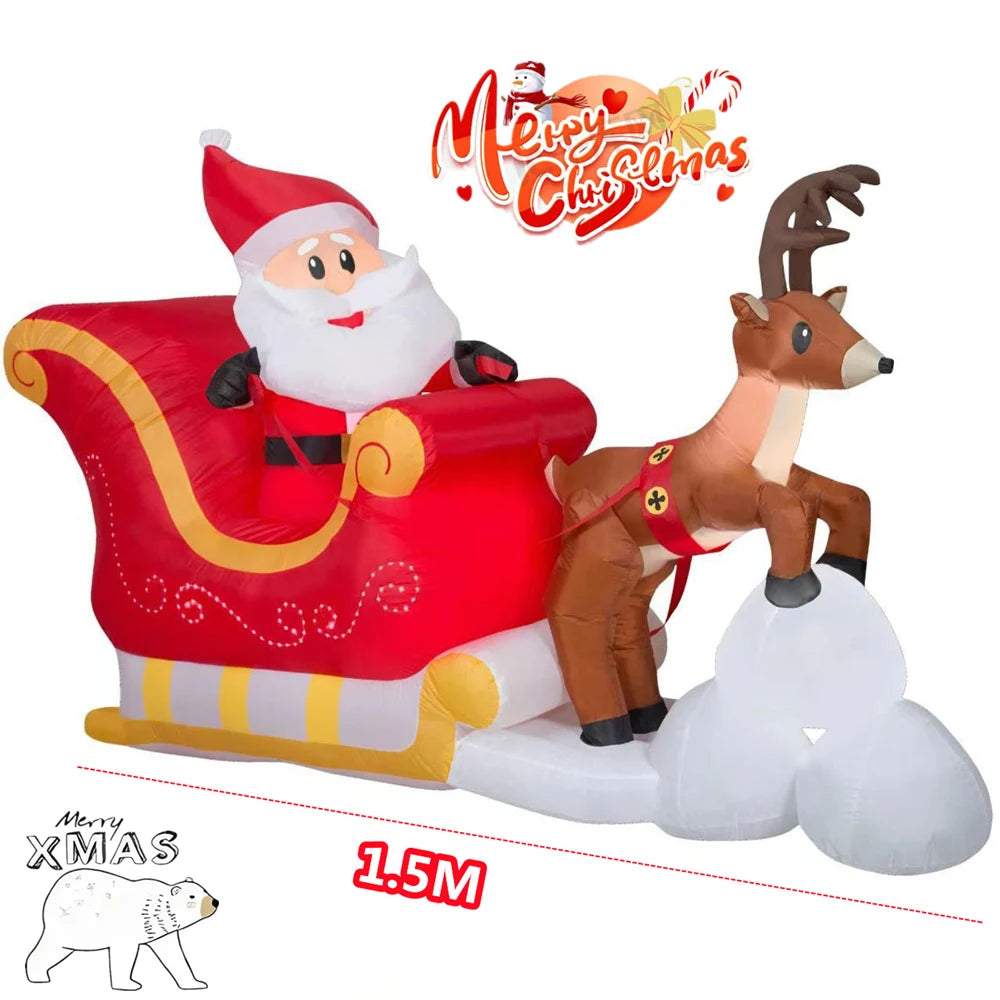 1.5M/5FT Christmas Inflatable Snowman/Deer Trailer Santa Claus Model With LED Lights