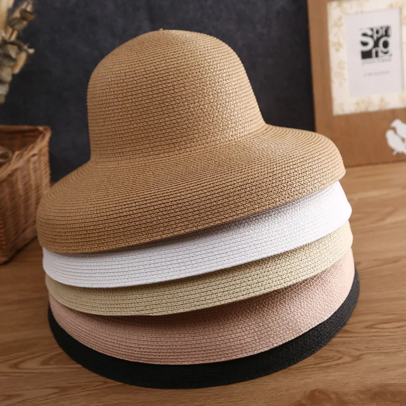 Summer Orange White Big Brim Bucket Hat