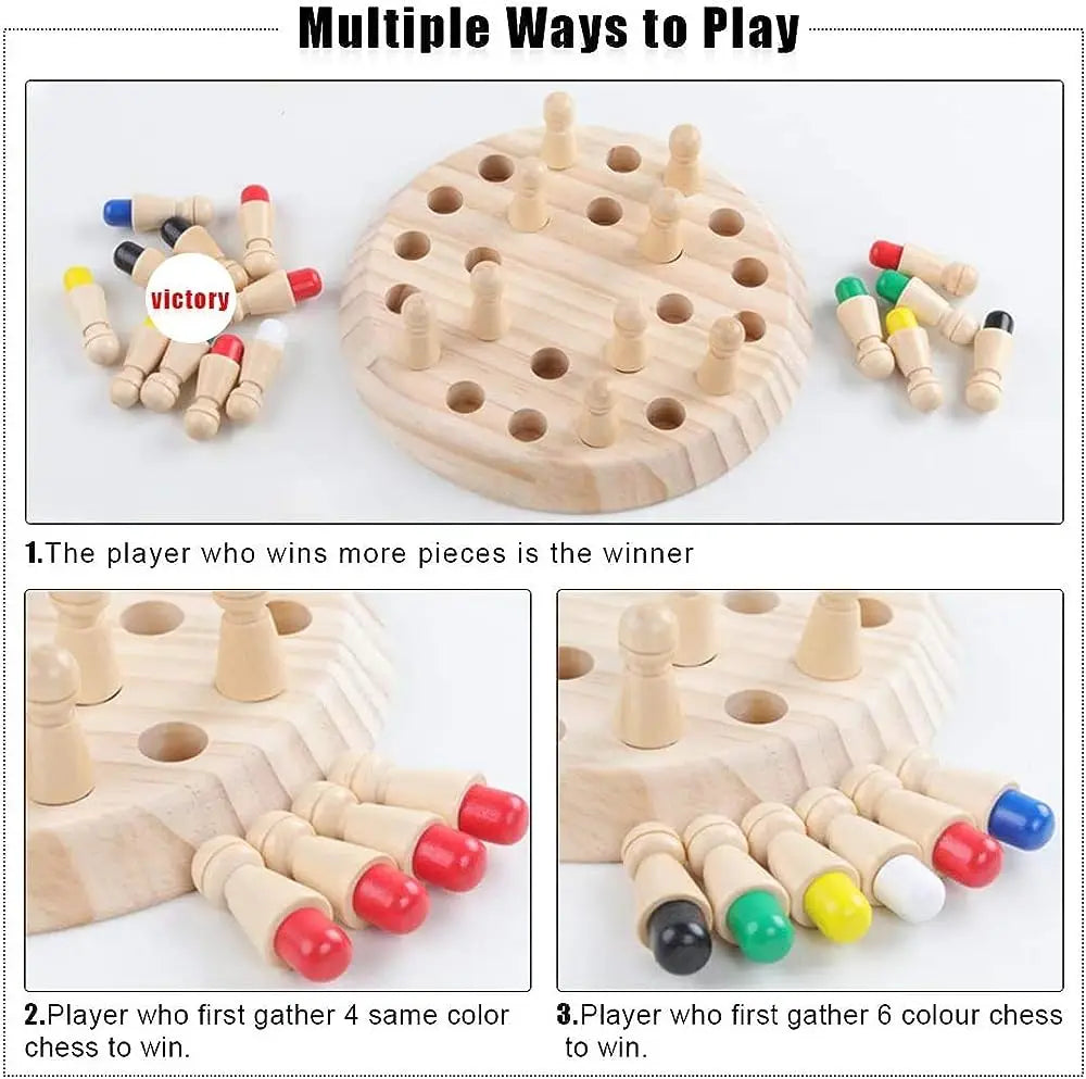 Wooden Memory Match Stick Chess Color Game Board Puzzles