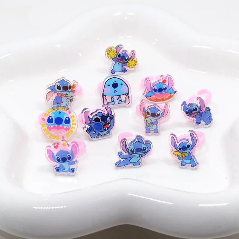 10/20pcs Disney Anime Stitch Ring Kawaii Lilo Stitch Children Acrylic Ring