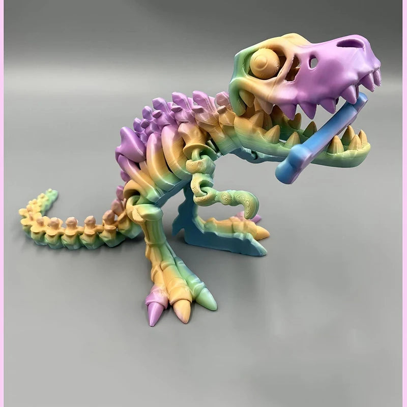 3D Printed Dragon Set Crafts Model Decoration Fidget Toy Rotatable Tyrannosaurus Rex Skeleton