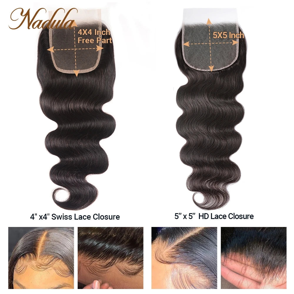 Nadula Hair Hd Lace Closure Brazilian Body Wave Bundles