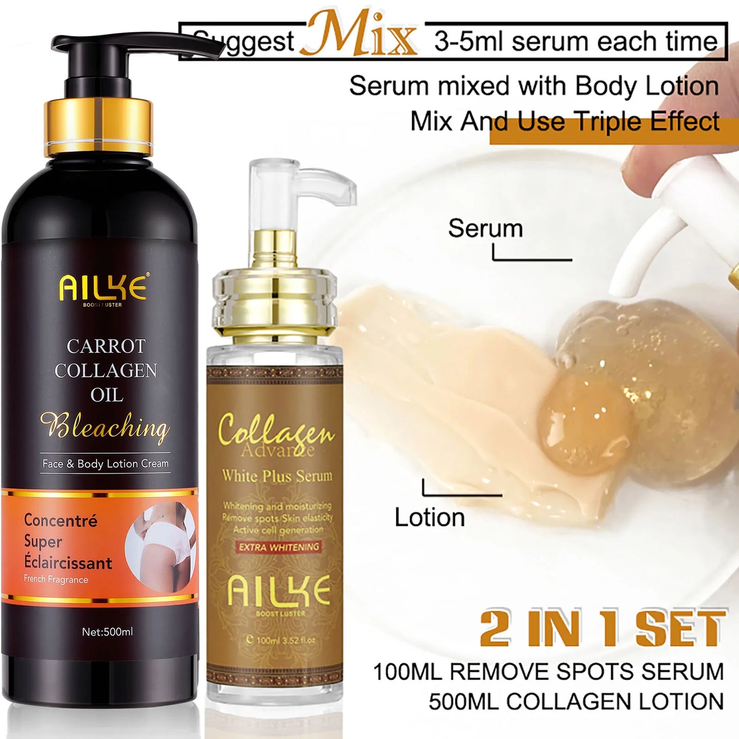 AILKE Collagen Skin Care Kit, Reduce Spots, Whitening, Even Skin Tone,