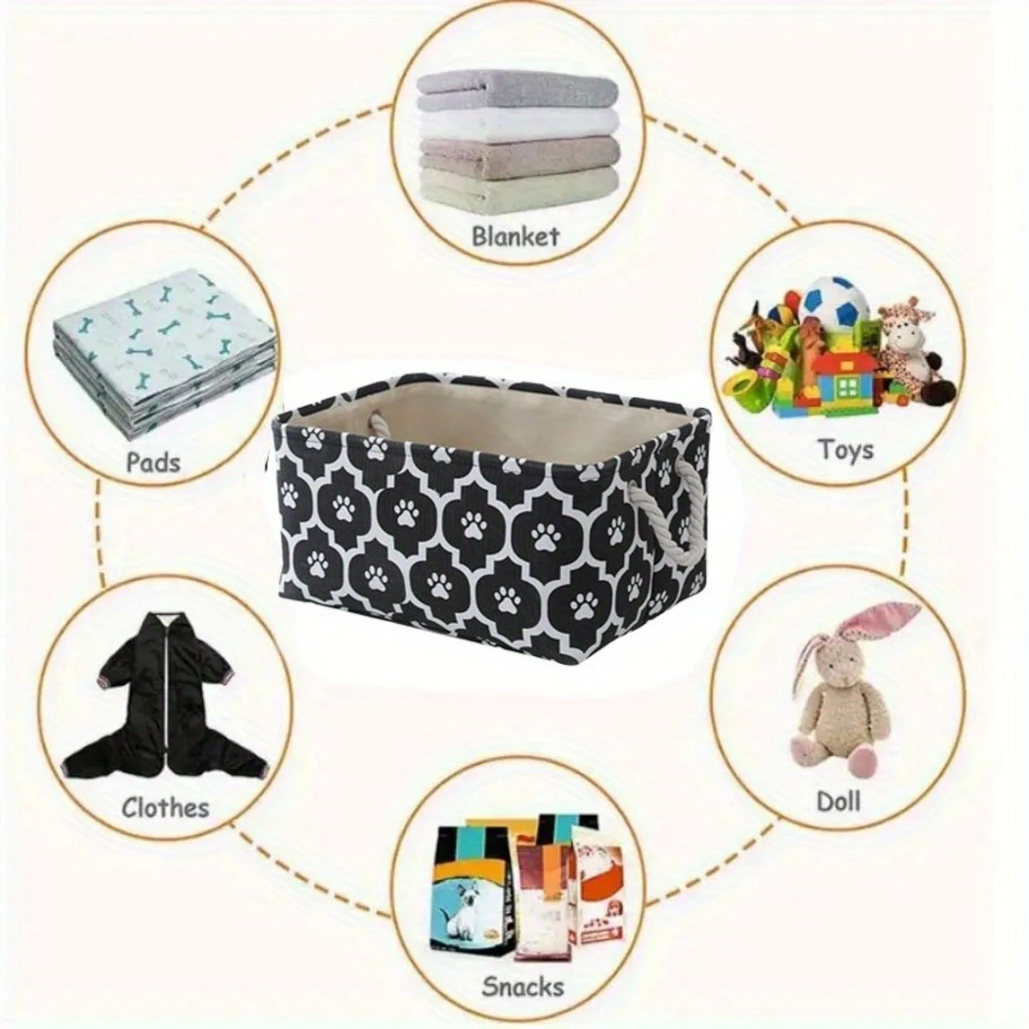 1pc Pet Toy Basket, Dog Toy  Box With Handle