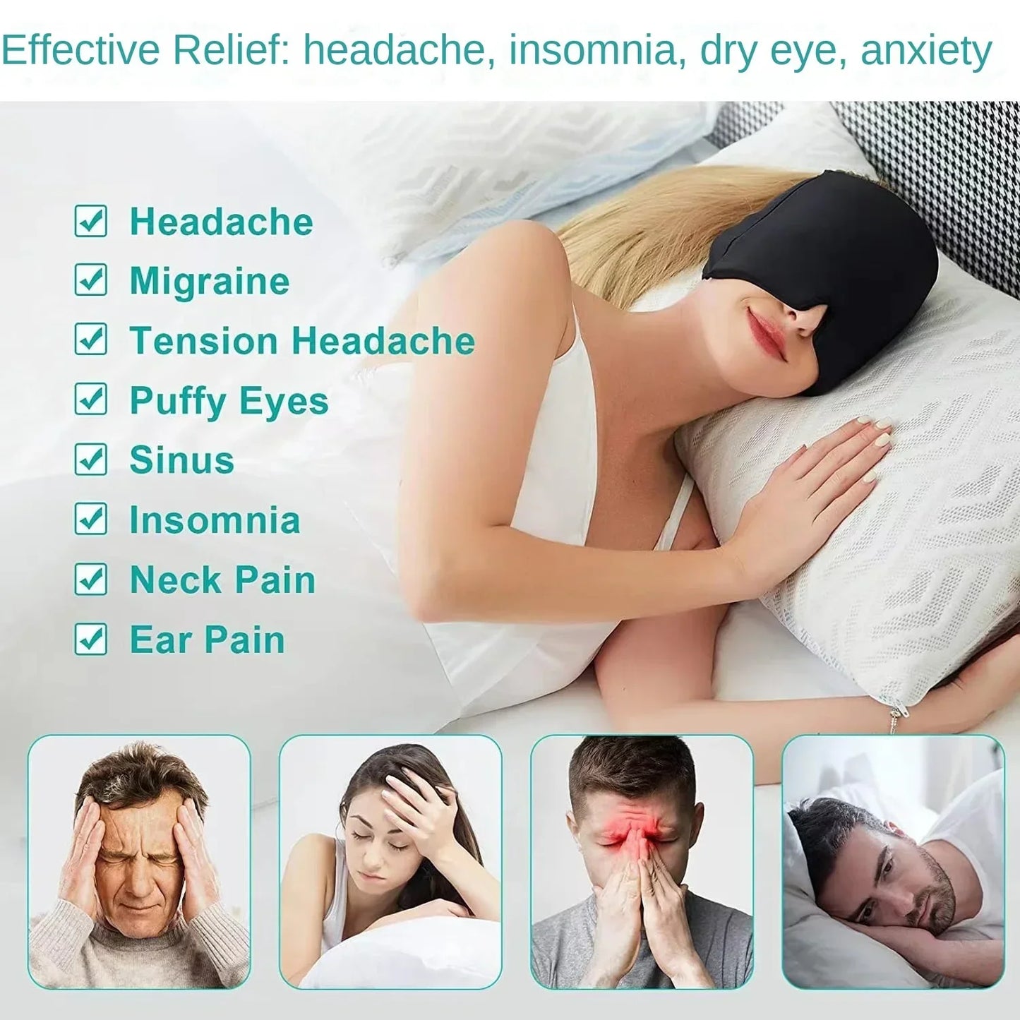 Migraine Relief HatHead Massager Gel Hot Cold Therapy