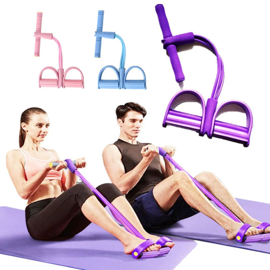 Fitness Gum 4 Tube Resistance Bands Latex Pedal Exerciser Sit-up Pull Rope Expander