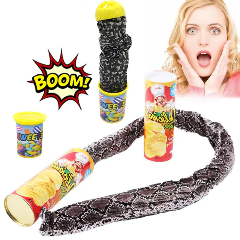 Funny Potato Chip Can Jump Spring Snake Toy Gift