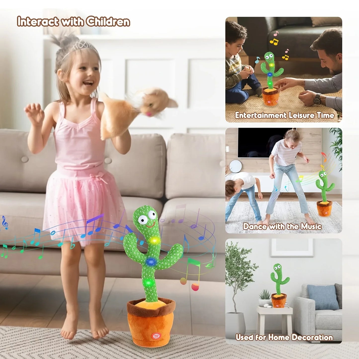 Rechargeable Dancer Cactus Glowing Dancing Electronic Plush Toys