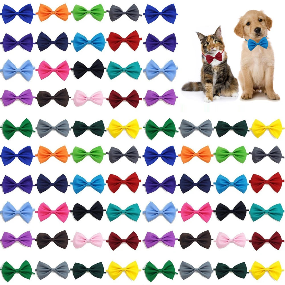 50/100pcs Dog Bows Mix Colors