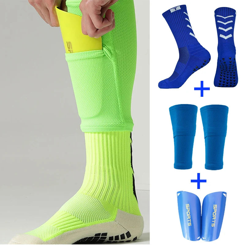 A Set Hight Elasticity Football Shin Guards Adults