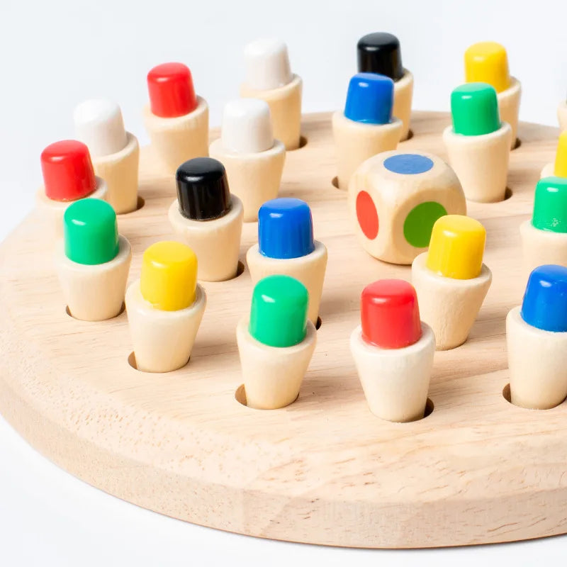 Wooden Memory Match Stick Chess Color Game Board Puzzles